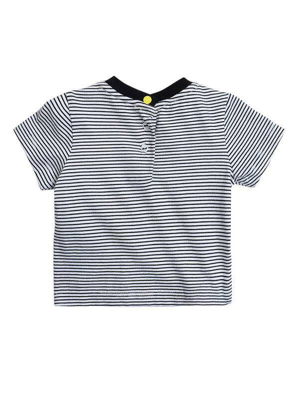Boys White & Yellow Printed T-Shirt  with Short Pants image number 1